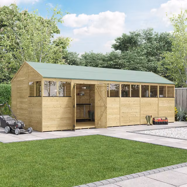 BillyOh Switch Tongue and Groove Apex Wooden Garden Shed with Window, Brown, 24 x 10 ft