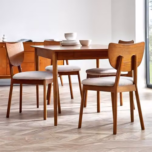 Julian Bowen Lowry Set of 2 Dining Chairs in Brown Cherry Ash, H 81 x W 54 x D 49 cm