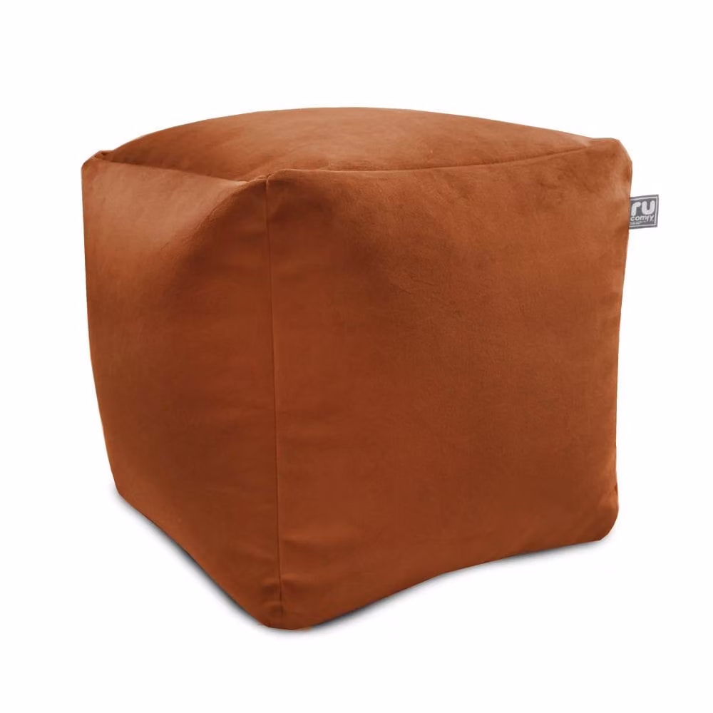 rucomfy Velvet Cube Bean Bag Pouffe Footstool in Orange, W/D/H: 38 x 38 x 38 cm – 3