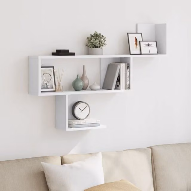 Berkfield Home Wall Mounted Shelf in White, W/D/H: 100 x 15 x 70 cm