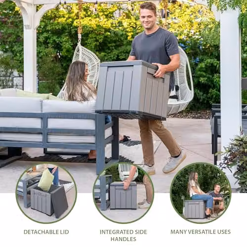 LIFETIME Grey Plastic Outdoor Storage Box with Removable Lid, W/D/H: 51 x 51 x 51 cm – 2