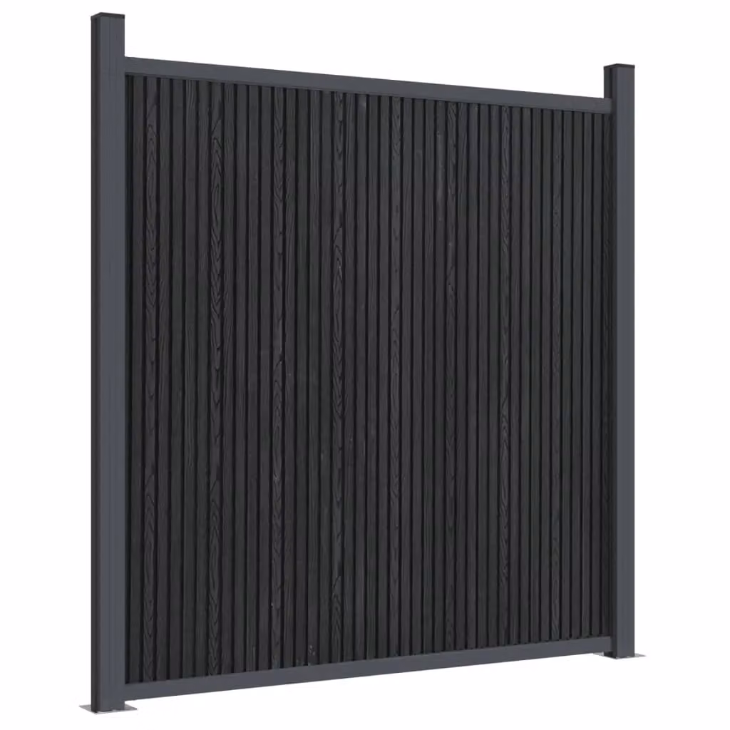 Berkfield Home Grey WPC and Aluminium Opaque Fence Panel, W: 1045 cm, H: 186 cm – 3