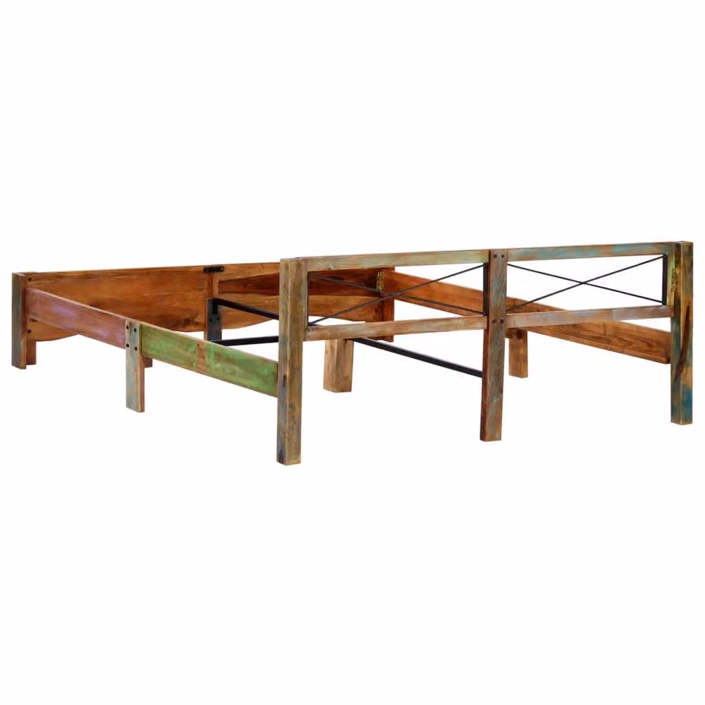Berkfield Home Super King Bed Frame in Multicolour Solid Reclaimed Wood, W: 180 cm, D: 200 cm – 2