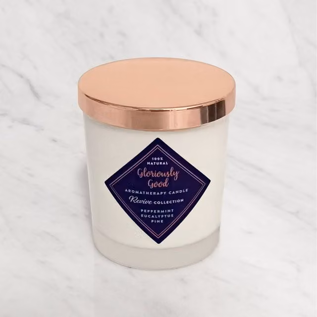 Gloriously Good Peppermint, Eucalyptus and Pine Aromatherapy Tabletop Candle, White