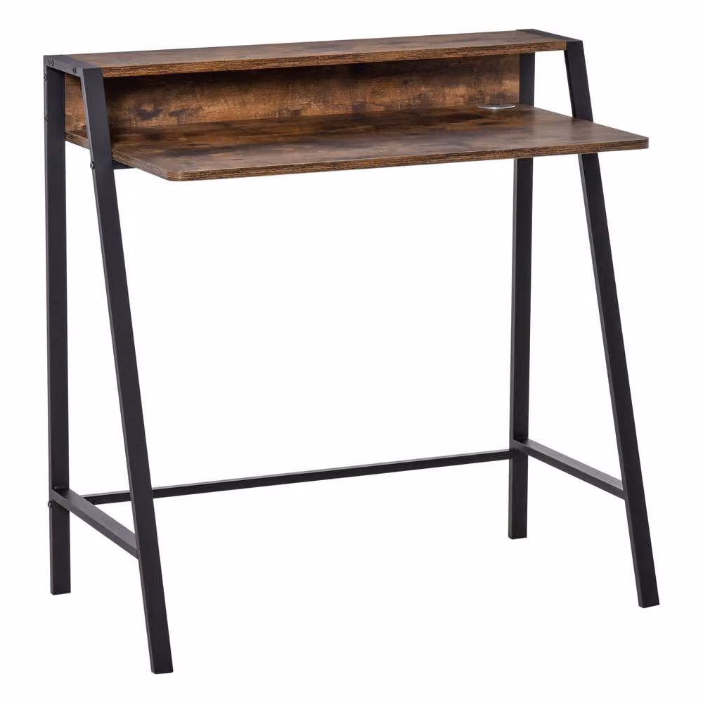 Rolipo Brown Writing Desk with Storage Shelf W: 84 cm, D: 45 cm – 2