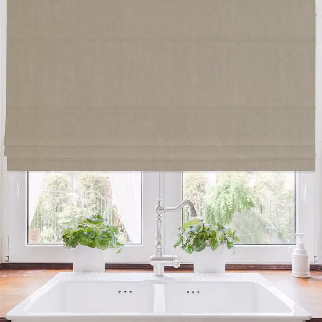Terrys Elvira Made to Measure Blackout Roman Blind in Beige Camel