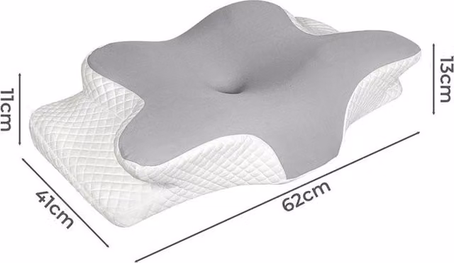 FLAVORA Ergonomic Orthopaedic Cervical Memory Foam Pillow in Grey with Removable Breathable Cover – 1