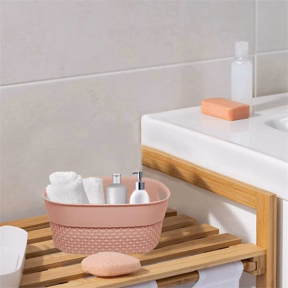Nordara 4L Plastic Storage Basket with Lid and Handles, Pink – 2