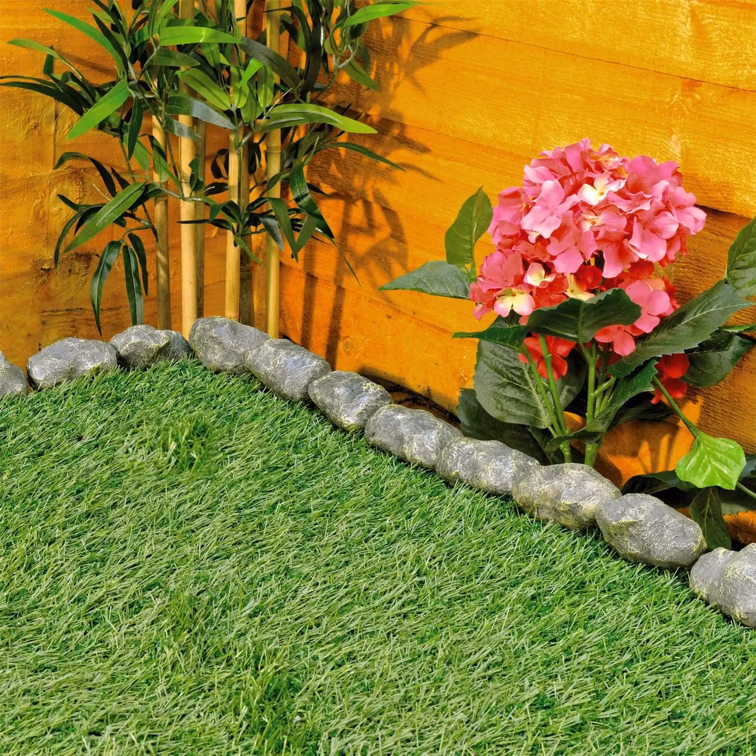 mysmartbuy 14pc Stone Effect Grey Polyresin Garden Edging Rock Border, L8.9 x H5 x W5 cm per stone – 1