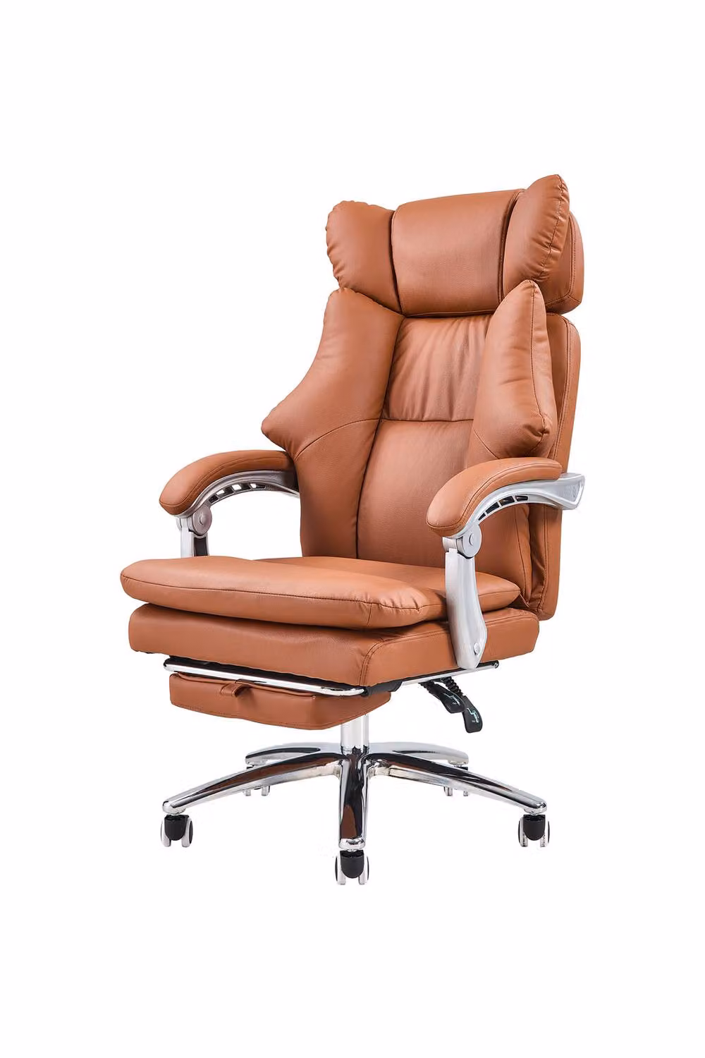 Living and Home Ergonomic Office Chair in Brown with Synthetic Leather, Recline, Footrest and Adjustable Headrest – 2