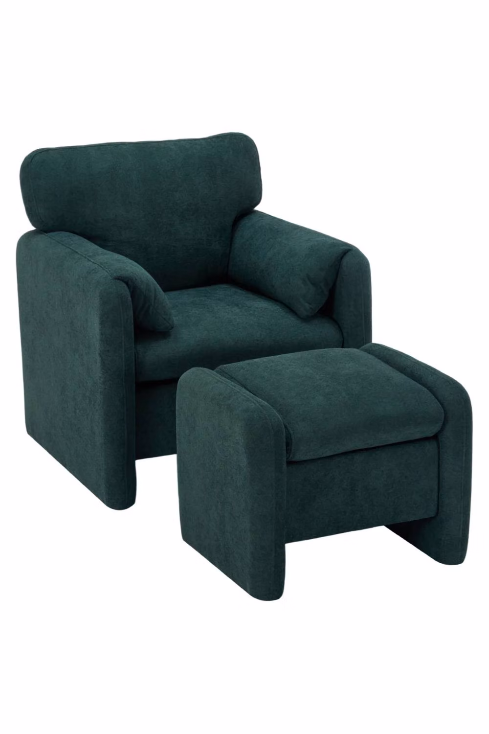 Garden Sanctuary Green Chenille Upholstered Armchair with Footstool – 3