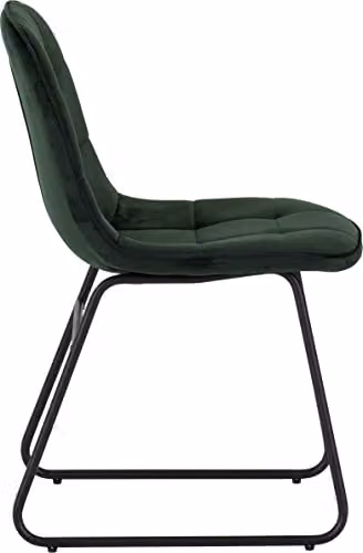 Seconique Lukas Set of 2 Green Velvet Dining Chairs with Metal Cantilever Base – 4