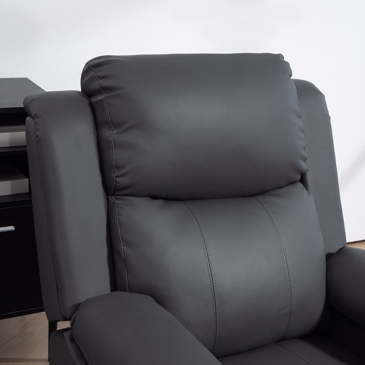 HOMCOM Dark Grey PU Leather Power Lift Riser and Recliner Chair with Vibration Massage for Seniors – 8