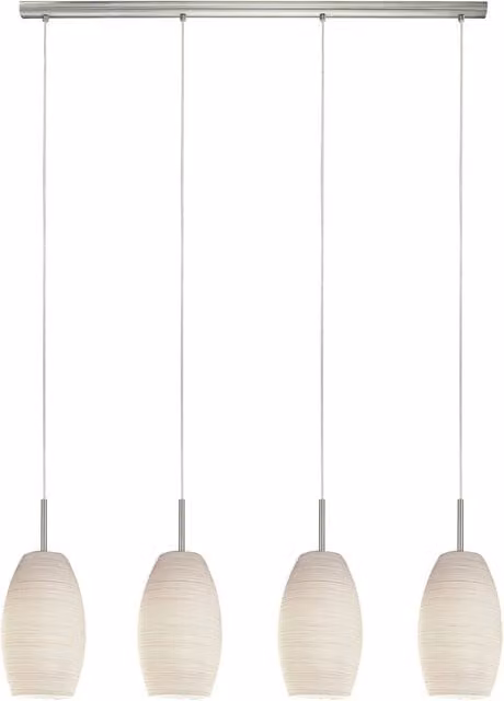 Loops Pendant Light in Satin Nickel and White Glass with Height Adjustable Suspension and E27 Bulb Holder