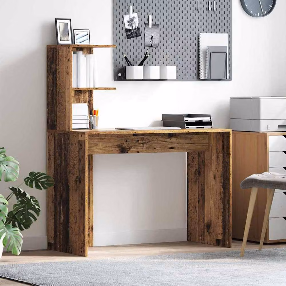 Berkfield Home Minimalist Old Wood Writing Desk in Brown, W: 100 cm, D: 74 cm, H: 74 cm – 2