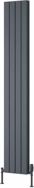 Bathroom Kingdom Piatto Anthracite Double Flat Panel Vertical Radiator in Grey, H: 180 cm, W: 29.5 cm
