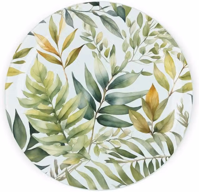 Purely Home Foliage Textured Glass Round Trivet in Green