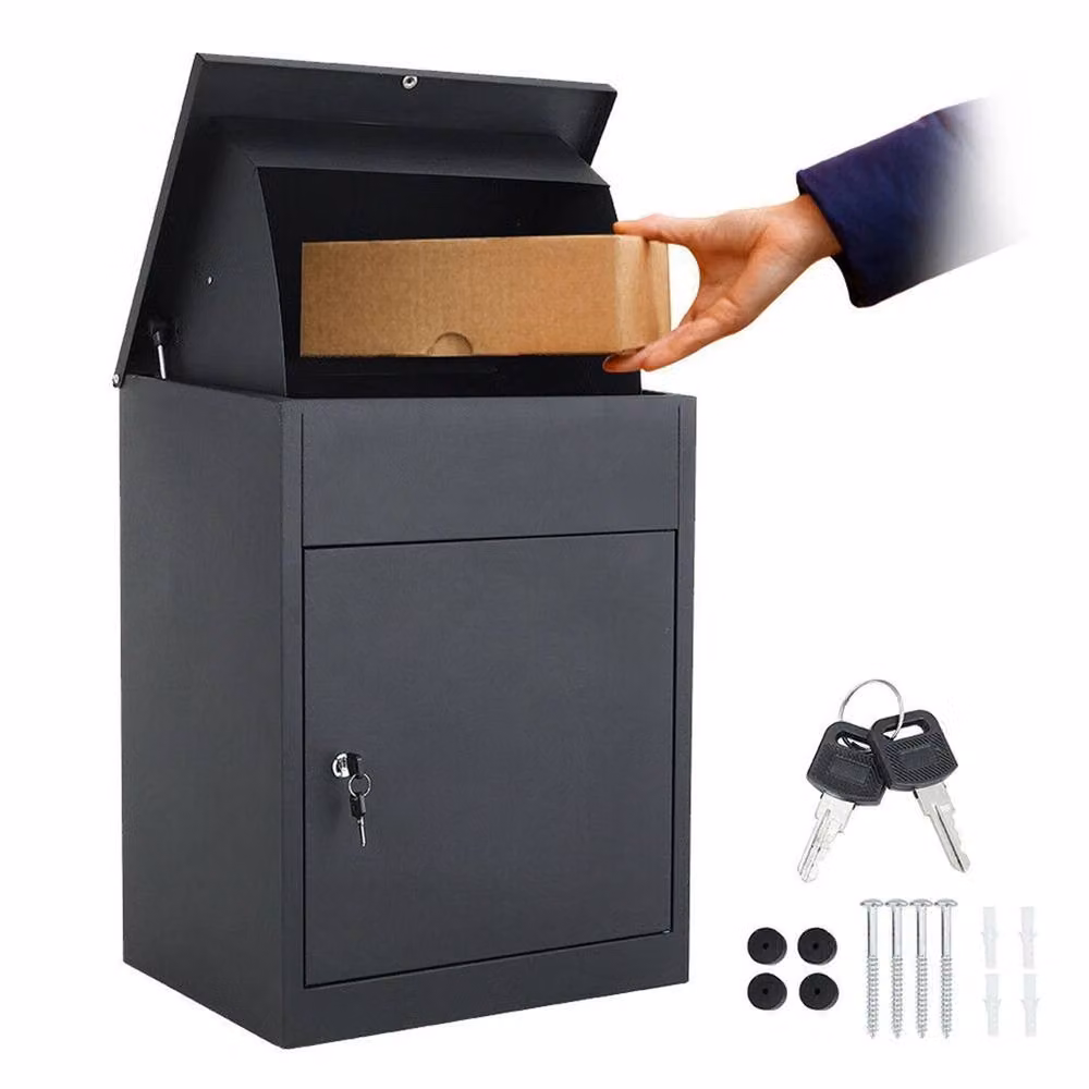 Havendro Wall-Mounted Steel Lockable Outdoor Parcel Drop Box in Grey or Black, W/D/H: 50 x 50 x 50 cm – 5
