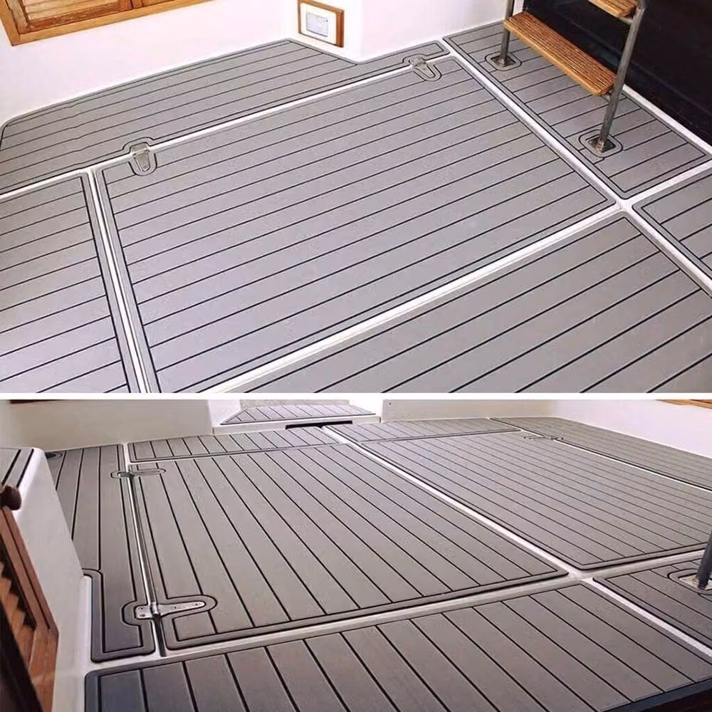 NESTLUNE EVA Faux Foam Teak Marine Boat Decking Sheet Flooring Mat, Grey, W: 52 cm, L: 1000 cm – 2