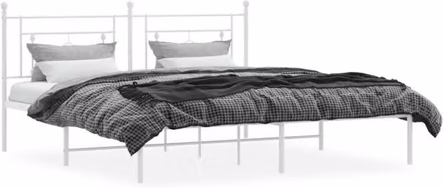 Berkfield Home Metal Bed Frame with Headboard in White W/D/H: 187 x 97 x 219 cm – 1