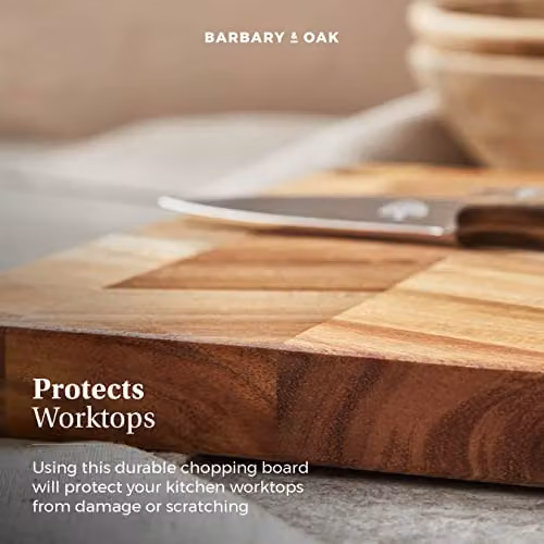 Barbary & Oak Chevron Square Acacia Wood Chopping Board, Red and Brown, W: 30.0 cm x D: 30.0 cm – 4