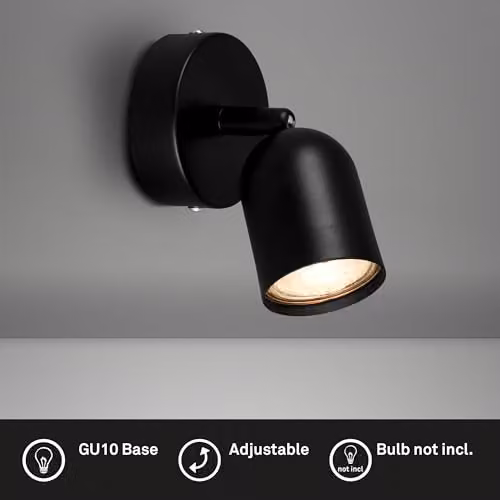 Briloner Modern Black Metal Adjustable Reading Wall Lamp for Living Rooms and Hallways – 2