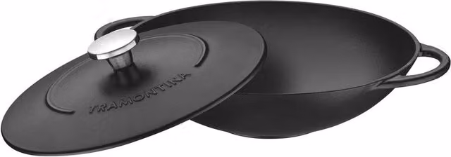 Tramontina Enamelled Cast Iron Wok, 32 cm, 5 l, Black