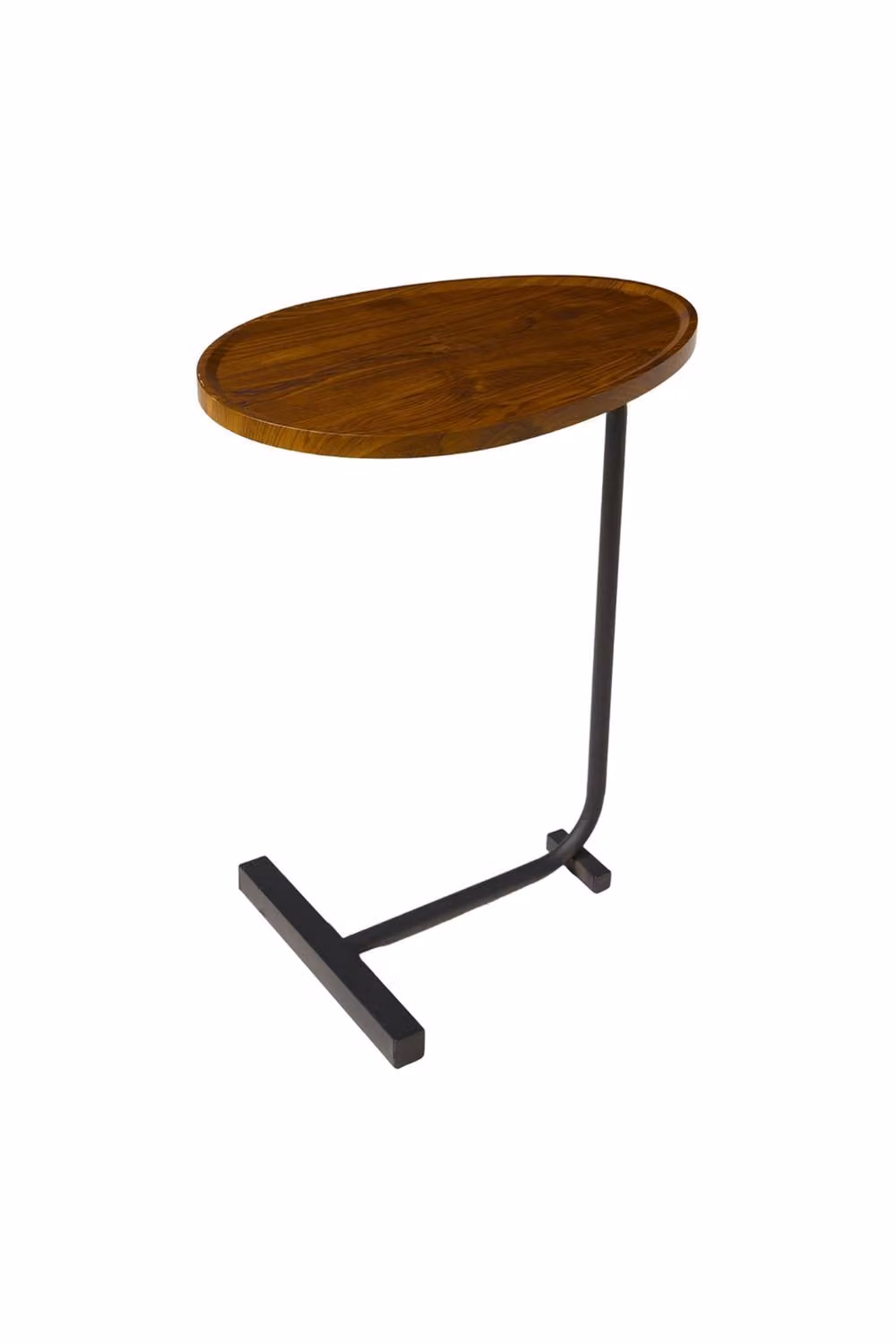 H&O Direct Minimalist Round Metal Side Table with MDF Tabletop in Brown – 4