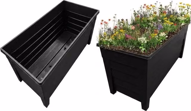 Storm Trading Group Set of 2 Black Grosvenor Trough Flower Planters, Length: 55 cm