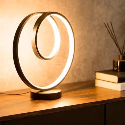 ValueLights Matt Black Loop Table Lamp with Integrated LED and Touch Button – 4