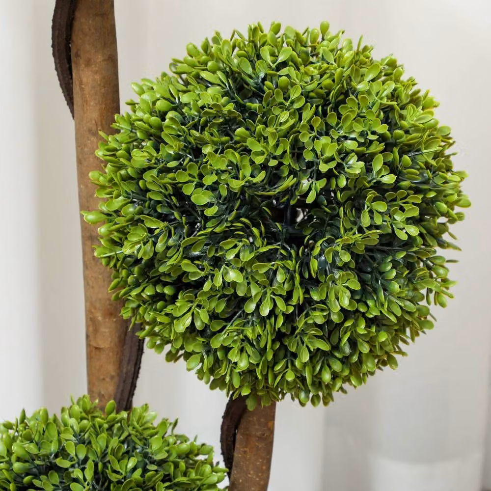 Wyld Haus Set of 2 Artificial Green Boxwood Ball Topiary Trees in Round Concrete Pots – 7