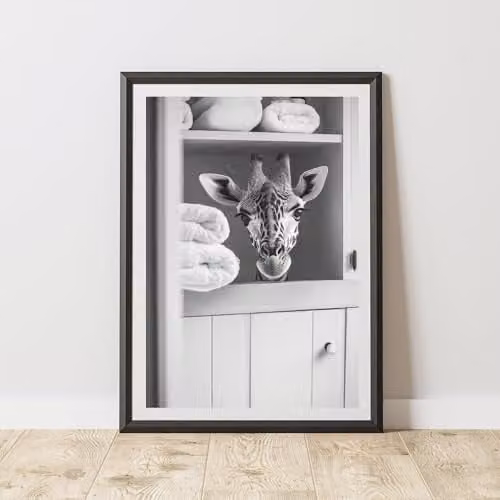 60 Second Makeover Giraffe Animal Print Paper Poster, A3 Size, Multicolour