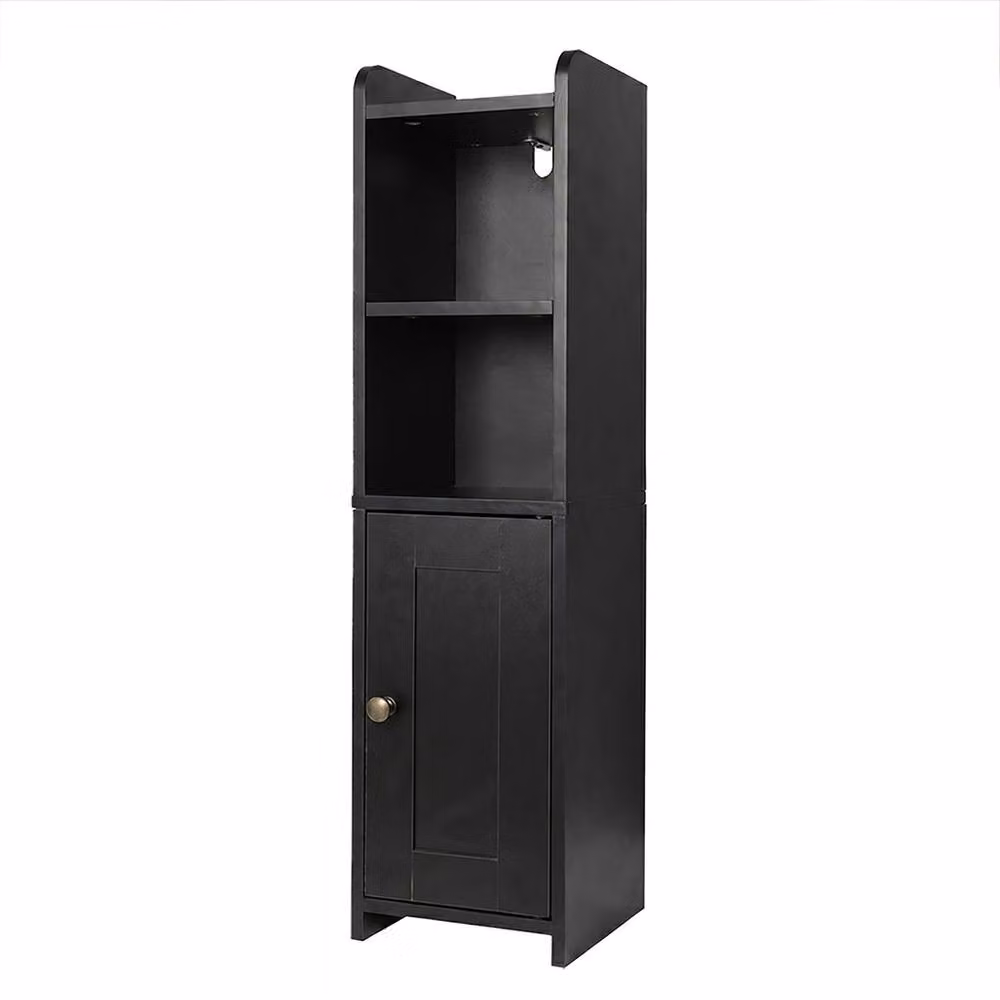 Levede Black Slim Corner Bathroom Cabinet with Adjustable Shelves and Hinged Doors – 2