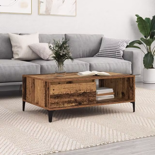 Berkfield Home Industrial Coffee Table in Brown, W/D/H: 90 x 60 x 35 cm – 1