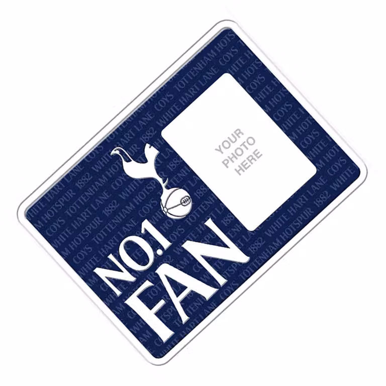 Tottenham Hotspur FC No 1 Fan Rectangular Metal Photo Frame Sign in Blue