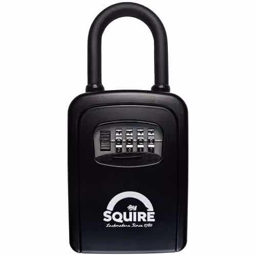 Squire KeyKeep 1 PB Combination Key Safe, Black, 4-Wheel Recodable with Removable Shackle – 1