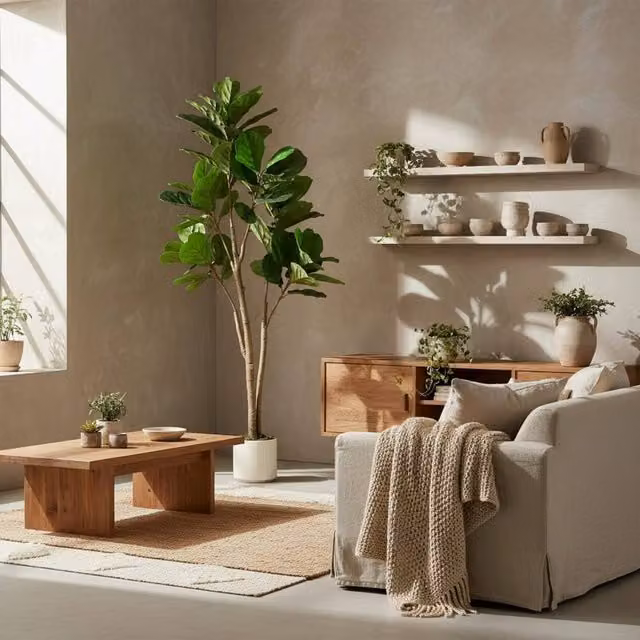 Wyld Haus Laha Artificial Ficus Indoor Tree, Green, Height: 150 cm