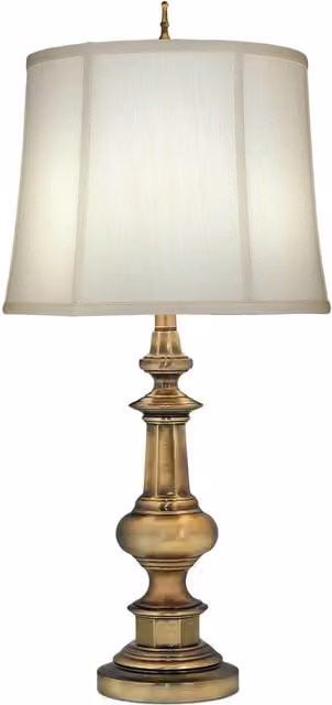 Loops Traditional Table Lamp in Antique Brass with Ivory Shadow Shade