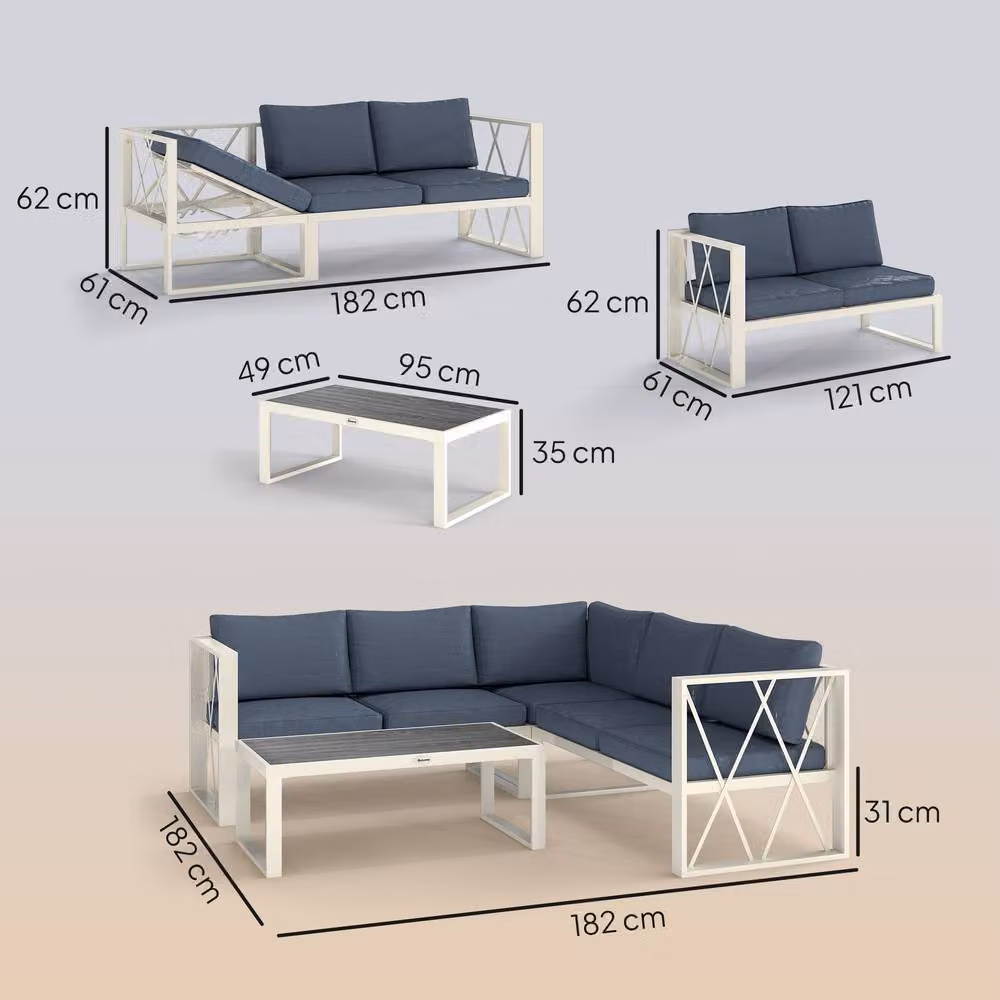 STILVORA 5-Seater Sofa with Adjustable Lounger in Blue – 3