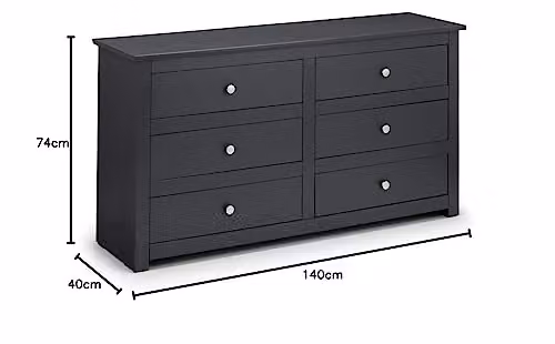 Julian Bowen Radley 6 Drawer Chest in Anthracite and Silver, W/D/H: 120 x 40 x 80 cm – 3