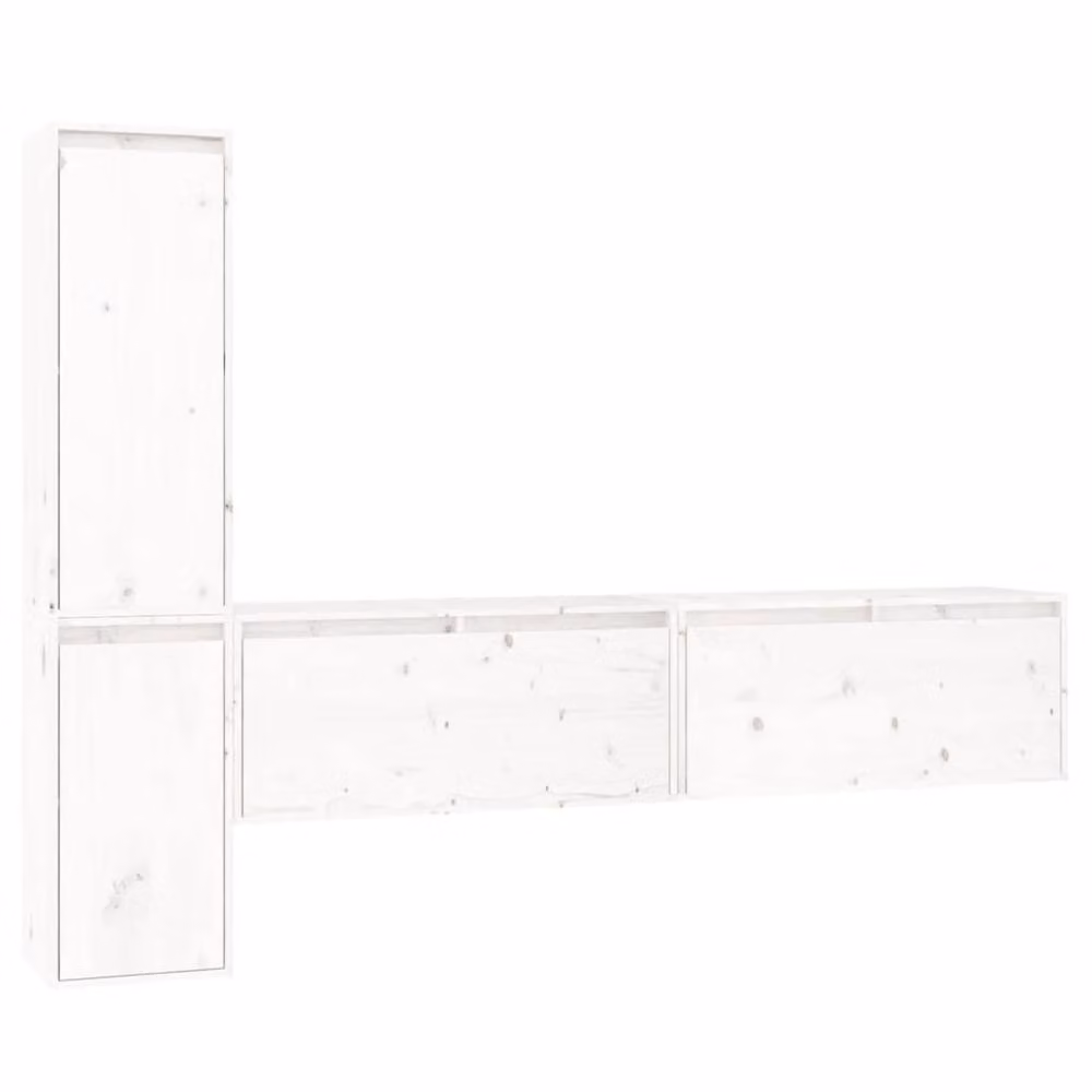 Berkfield Home Classic White Solid Wood Pine Wall Mounted Cabinet Set of 4