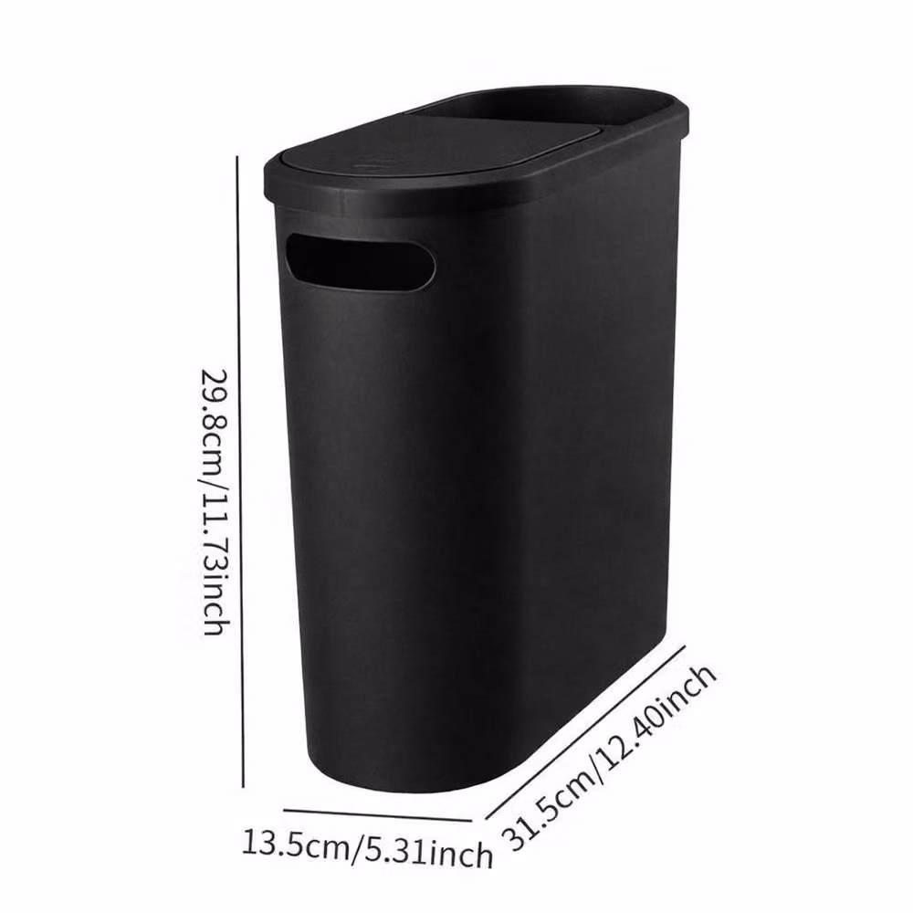 FLAVORA Black Slim Touch Press Lid Plastic Bathroom Trash Bin – 2