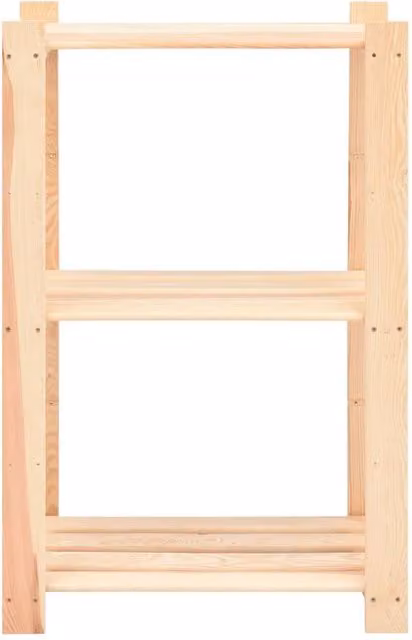 Berkfield Home 3-Tier Solid Pinewood Storage Rack in Beige, W/D/H: 60 x 38 x 90 cm