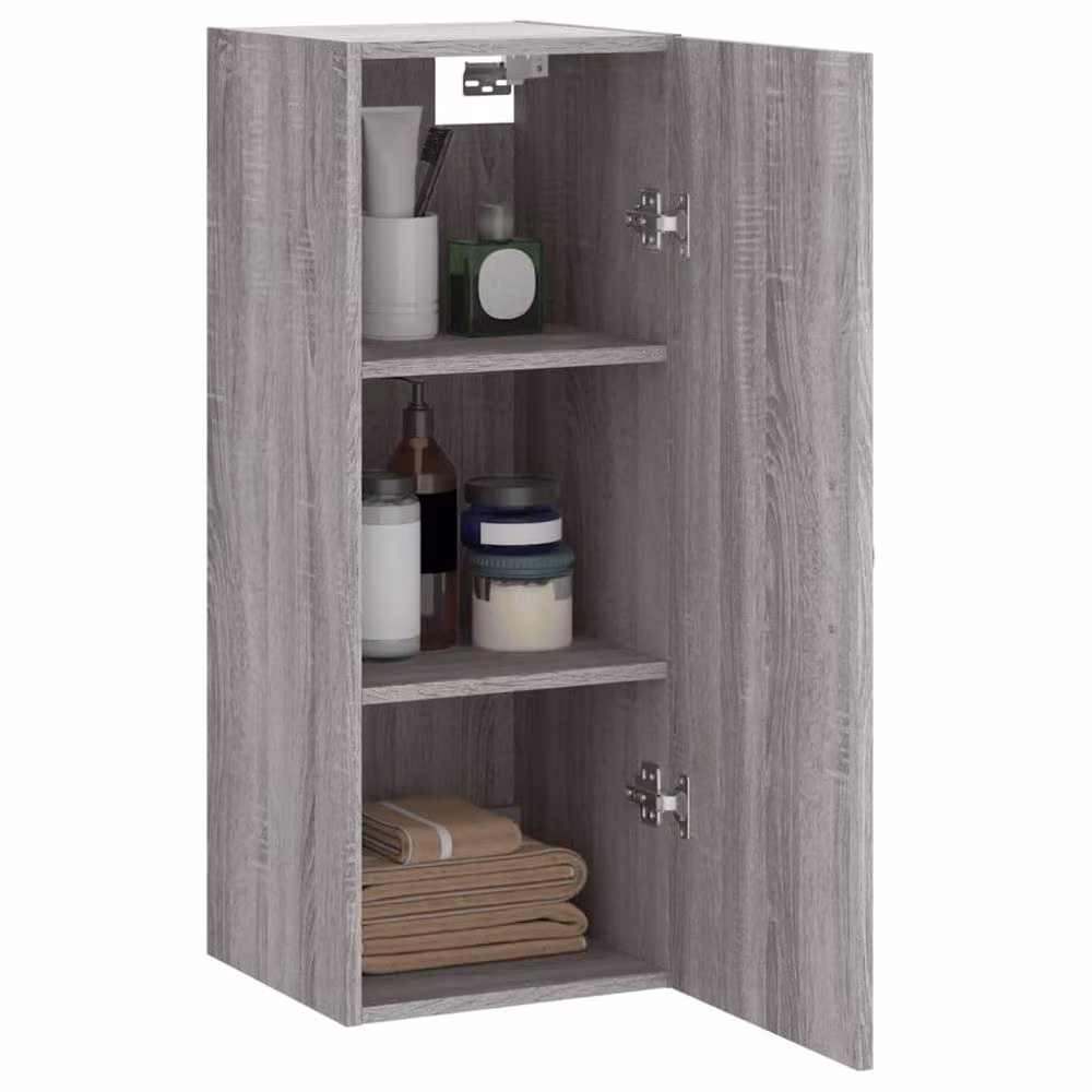 Berkfield Home Wall Mounted Cabinet in Grey Sonoma, W/D/H: 34.5 x 34.0 x 90.0 cm – 3
