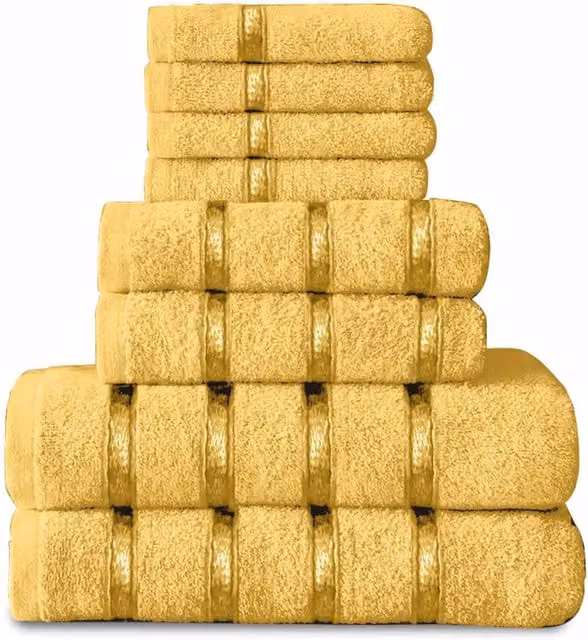 Gaveno Cavailia 8 Piece Egyptian Cotton Towel Bale Set in Yellow Striped – 1