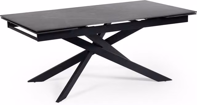 Julian Bowen Osaka Extendable Rectangle Dining Table with Black Matt Ceramic Top and X-Frame Base