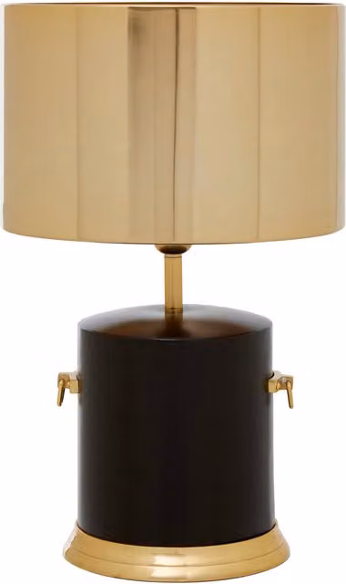 Orsina Luxe Modern Black and Gold Cylinder Drum Shade Table Lamp – 1