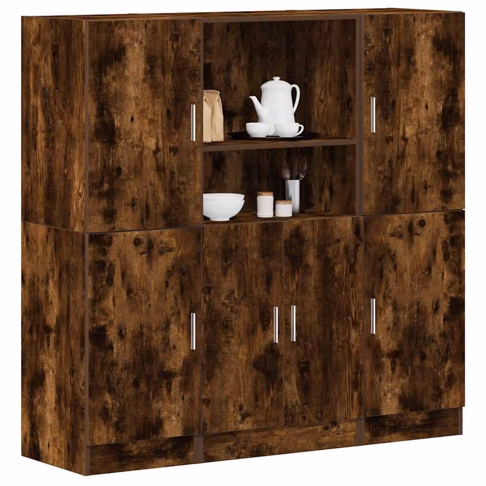 Berkfield Home 3 Piece Kitchen Cabinet Set in Smoked Oak Brown, W/D/H: 131.5 x 41.5 x 133 cm – 2