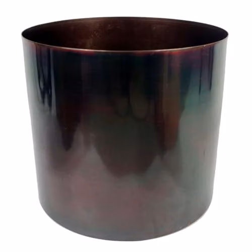 Leaf Metal Planter Plant Pot with Iridescent Rainbow Finish in Black and Multicolour, W/D/H: 20 x 18 x 20 cm