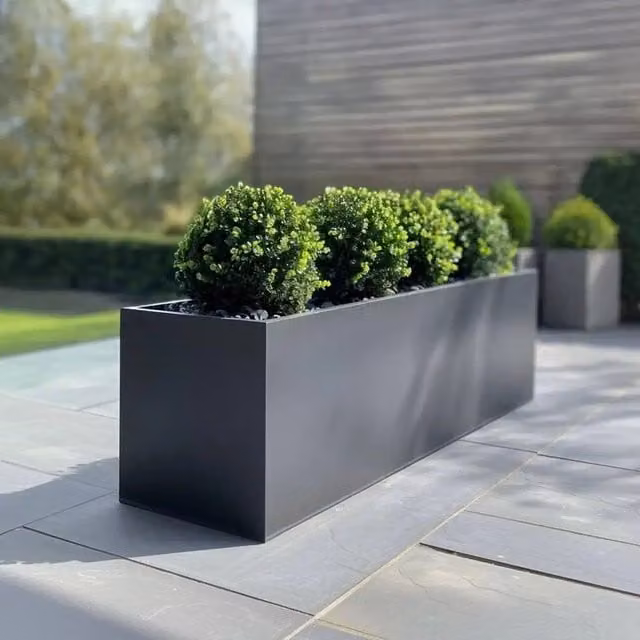 Access Garden Products Matte Grey Galvanised Steel Trough Planter Tub